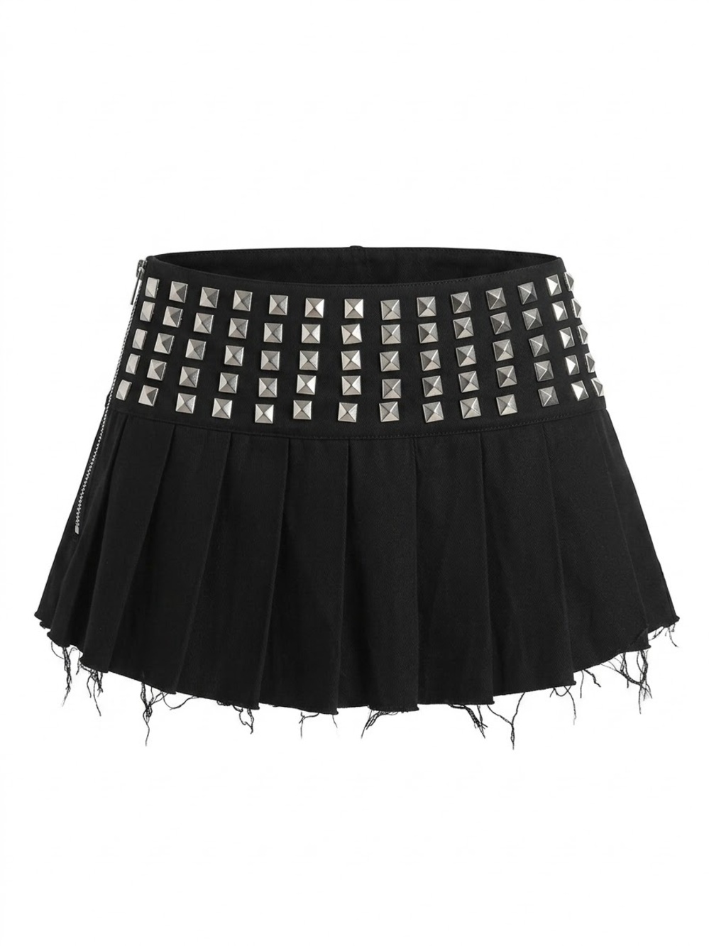 EUC DOLLS KILL Current Mood Bad Behavior Studded Pleated Micro Mini Skirt Black